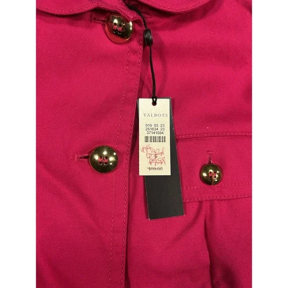 New Talbots Jacket Womens‎ 6 Hot Pink Gold Buttons Barn Chore Safari Military - Picture 5 of 8